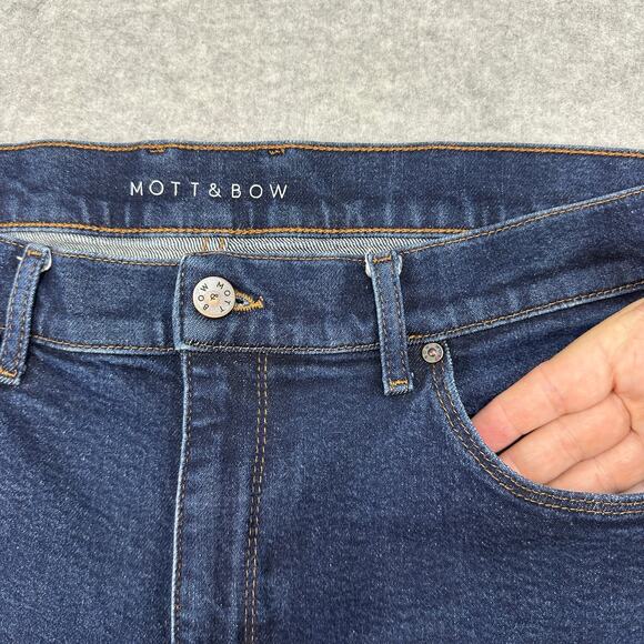 Mott & Bow Slim Grand Straight Jeans Men W36 L30 Dark Wash Stretch Denim Zip Fly - Picture 4 of 12